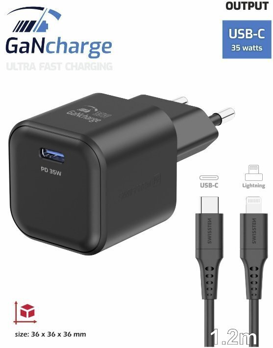 Swissten GaN USB-C cena un informācija | Lādētāji un adapteri | 220.lv