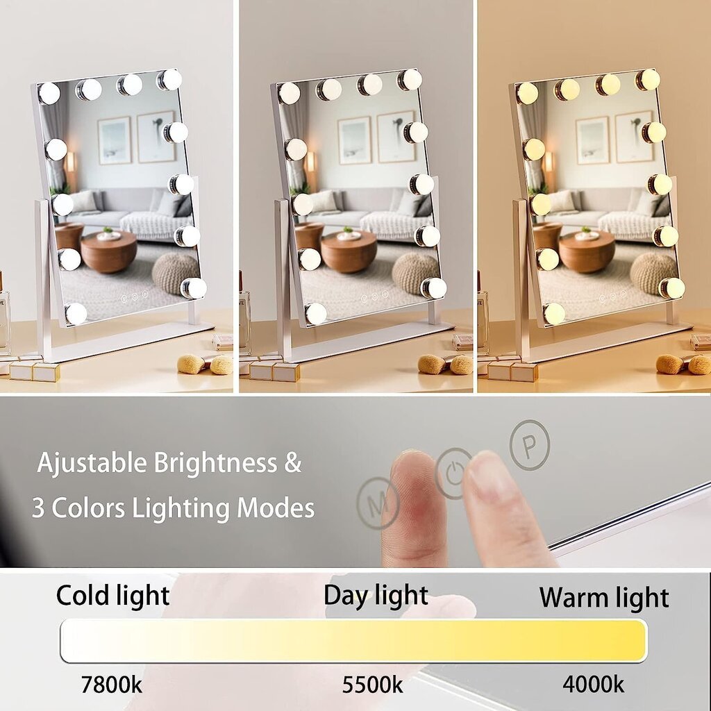 Spogulis ar 12 LED gaismām G.Lux Led Make Up Mirror-2-wh цена и информация | Kosmētikas somas, spoguļi | 220.lv