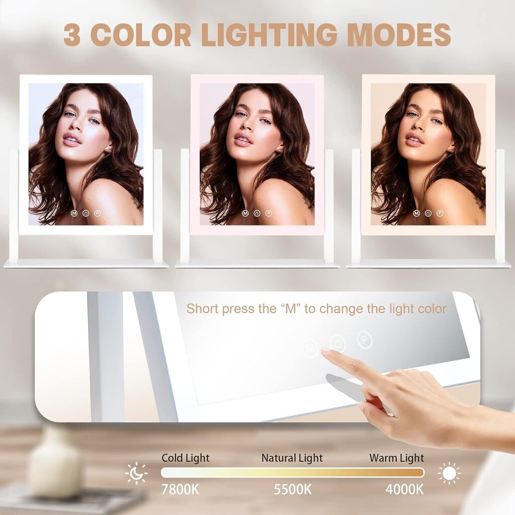 Spogulis ar LED apgaismojumu G.Lux Led Make Up Mirror-2-wh cena un informācija | Kosmētikas somas, spoguļi | 220.lv
