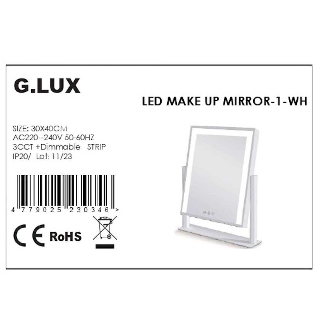 Spogulis ar LED apgaismojumu G.Lux Led Make Up Mirror-2-wh cena un informācija | Kosmētikas somas, spoguļi | 220.lv