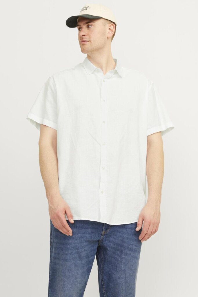 Lina krekls vīriešiem Jack & Jones 12253721WHITE, balts cena un informācija | Vīriešu krekli | 220.lv