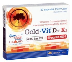 Uztura bagātinātājs Olimp Labs Gold-Vit D3 + K2 Strong, 30kapsulas cena un informācija | Vitamīni, preparāti, uztura bagātinātāji labsajūtai | 220.lv