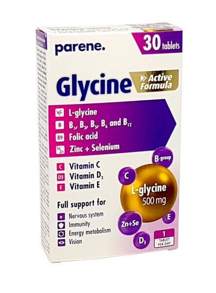 Uztura bagātinātājs Parene Glycine Active Formula, 30tabletes cena un informācija | Vitamīni, preparāti, uztura bagātinātāji labsajūtai | 220.lv