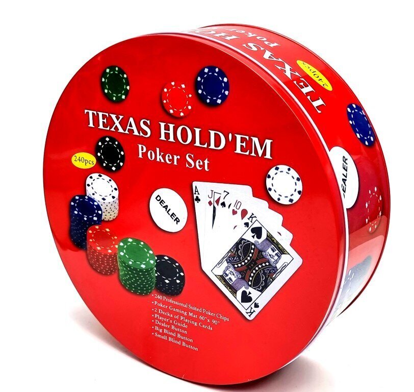 Pokera spēles komplekts Texas Hold'em, 240 žetoni cena un informācija | Azartspēles, pokers | 220.lv