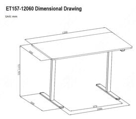Regulējama augstuma galds, ET157, 1-motors, 120 x 60 x H72-122 cm, balts cena un informācija | Datorgaldi, rakstāmgaldi, biroja galdi | 220.lv