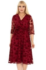 Бордовое платье с ремешком F4002-BO-44/46 цена и информация | Платья | 220.lv