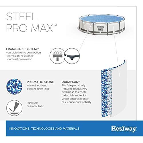 Baseina komplekts Bestway Steel Pro Max 56408, 305x305x76 cm cena un informācija | Baseini | 220.lv