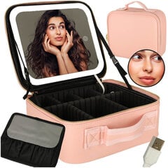 Kosmētikas soma ar spoguli H56, rozā cena un informācija | Kosmētikas somas, spoguļi | 220.lv