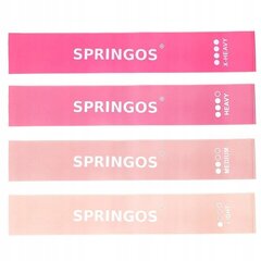 Treniņu lentes Springos, 4 gab., rozā cena un informācija | Fitnesa gumijas, gredzeni | 220.lv
