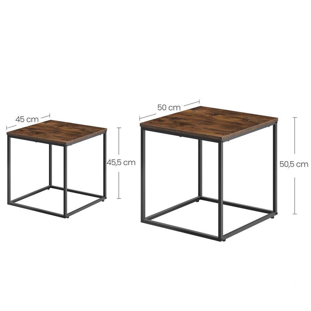 2 kafijas galdiņu komplekts Leobert, brūns/melns cena un informācija | Žurnālgaldiņi | 220.lv