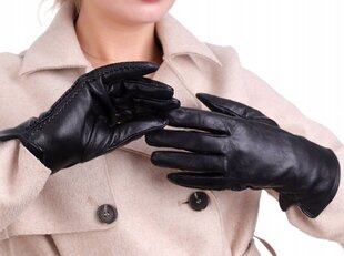 Женские кожаные перчатки черные утепленные Touch BLACK ELEGANT RKW9-XXL цена и информация | Женские перчатки | 220.lv