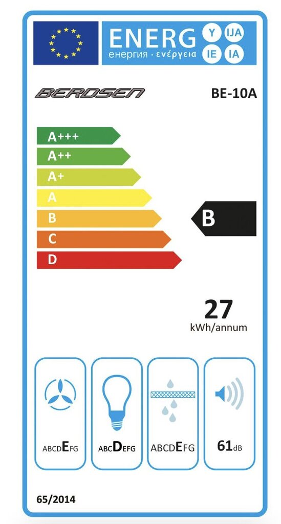 Berdsen BE-10-A cena un informācija | Tvaika nosūcēji | 220.lv