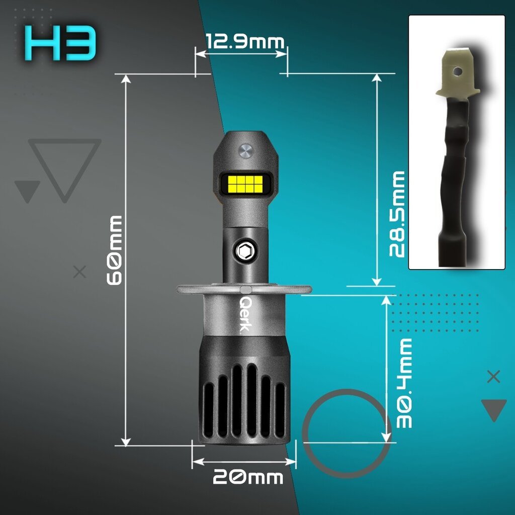 Spuldzes Led Qerk H3 cena un informācija | Auto spuldzes | 220.lv