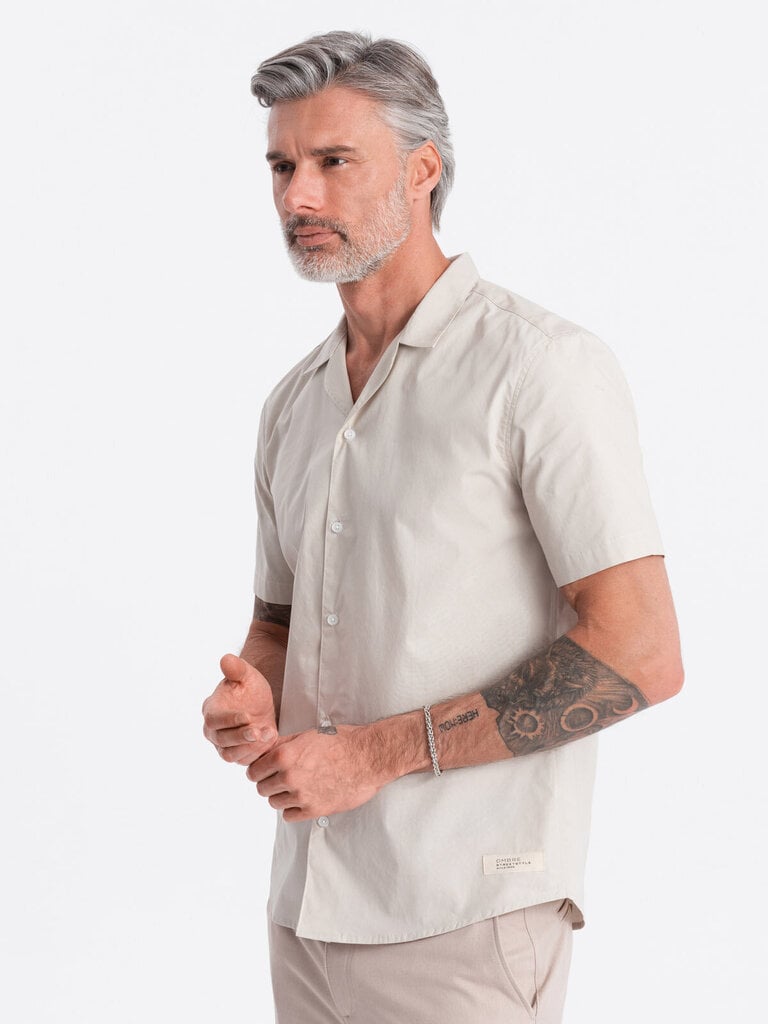 Krekls vīriešiem Ombre Clothing v7 om-shss-0168, bēšs cena un informācija | Vīriešu krekli | 220.lv