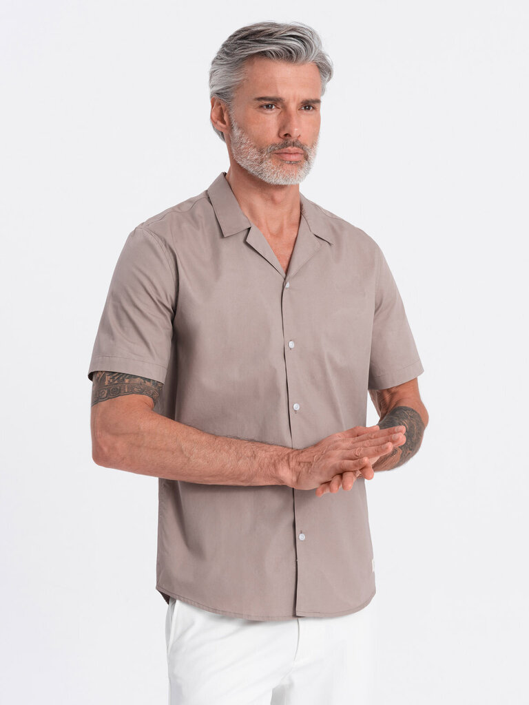 Krekls vīriešiem Ombre Clothing v3 om-shss-0168, bēšs cena un informācija | Vīriešu krekli | 220.lv