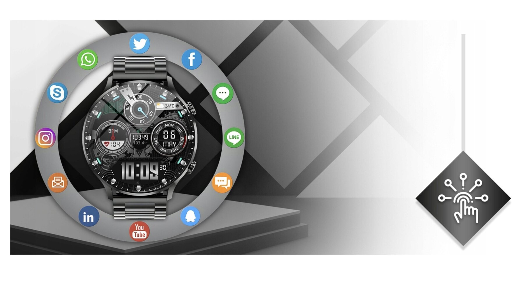 Abrams XM3, melns cena un informācija | Viedpulksteņi (smartwatch) | 220.lv
