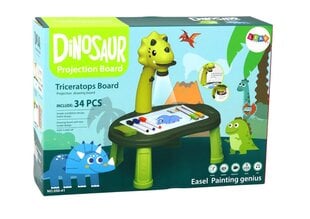 Игровой стол для рисования и игры с проектором Lean Toys Dinozauras, зеленый цена и информация | Развивающие игрушки | 220.lv