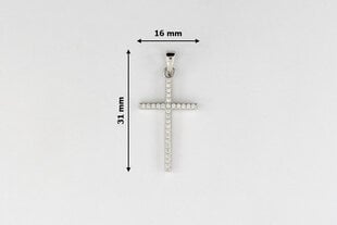 Серебряный католический крестик с цирконами Brasco 55953 55953 цена и информация | Украшения на шею | 220.lv