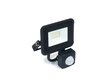 LED prožektors - kustības detektors halogēna, 10W, melns, silti balts cena un informācija | Lukturi | 220.lv