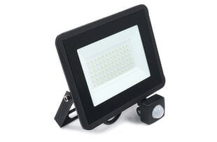 LED prožektors - kustības detektors halogēna, 50W, melns, silti balts cena un informācija | Lukturi | 220.lv