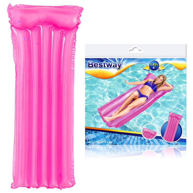 Piepūšamais pludmales matracis Bestway Deluxe, 183x76 cm, rozā cena un informācija | Piepūšamās rotaļlietas un pludmales preces | 220.lv