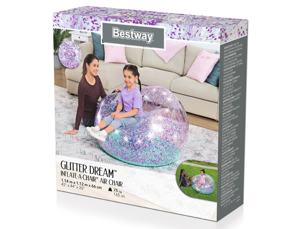 Piepūšamais krēsls Bestway Glitter Dream, 114x112x66 cm cena un informācija | Piepūšamie matrači un mēbeles | 220.lv