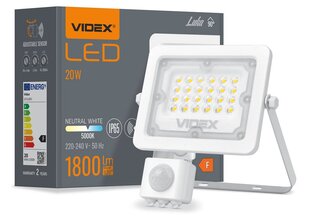 LED prožektors - kustības detektors halogēna, 20W, balts, neitrāli balts cena un informācija | Lukturi | 220.lv