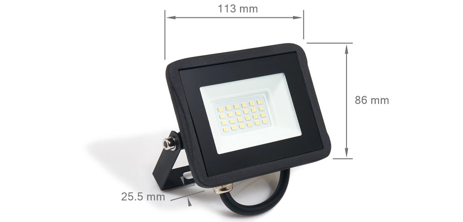 LED halogēna prožektors, 20W, melns, neitrāli balts cena un informācija | Lukturi | 220.lv