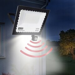 Lampa ar kustību sensoru Floodlight, melna, 1 gab. цена и информация | Уличное освещение | 220.lv