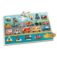 Koka puzle Djeco DJ01831, transportlīdzekļi, 22.d. cena un informācija | Rotaļlietas zīdaiņiem | 220.lv