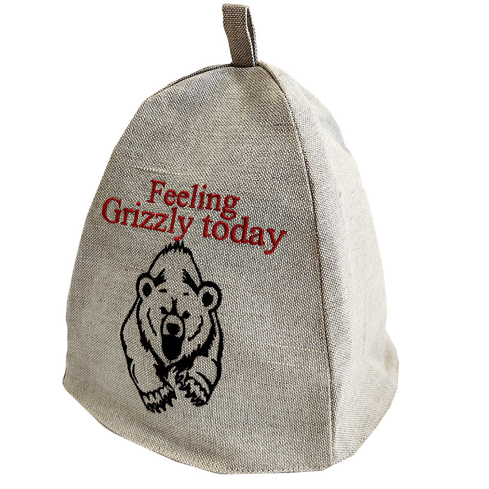 Lina pirts cepure Classik ar izšuvumu Feeling grizzly today цена и информация | Pirts lietas | 220.lv