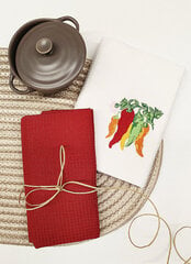 Комплект вафельных полотенец с вышивкой Paprika, красный/белый цена и информация | Кухонные полотенца, рукавицы, фартуки | 220.lv