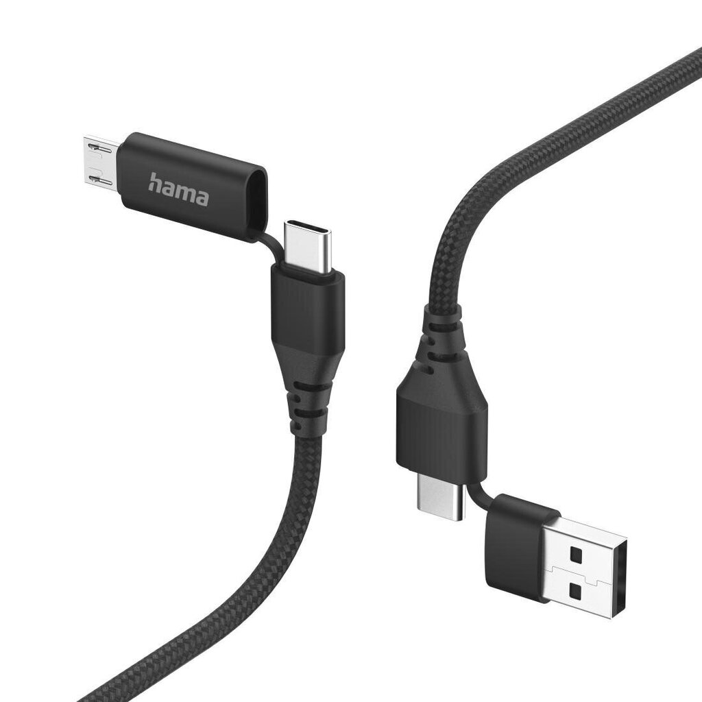 Hama USB-C/USB-A/USB-C/mikro USB, 1.5 m цена и информация | Kabeļi un vadi | 220.lv