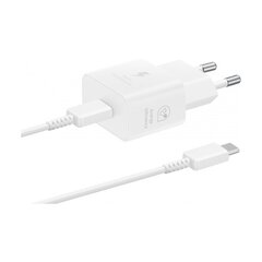 Сетевая зарядка Samsung EP-T2510XWEGEU 25W + USB-C кабель, белая цена и информация | Зарядные устройства для телефонов | 220.lv