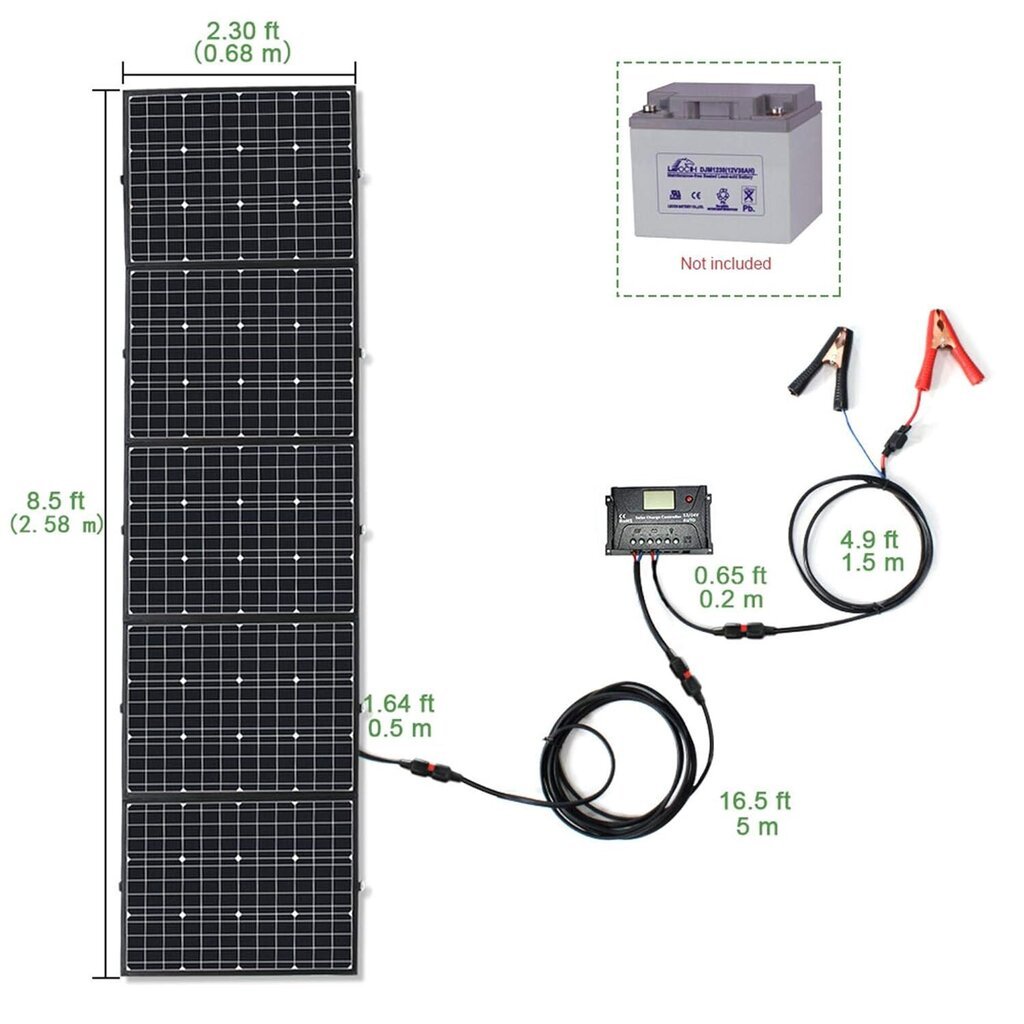 Salokāms un pārnēsājams saules panelis Yingguang 300W 12V cena un informācija | Saules paneļi, komponentes | 220.lv