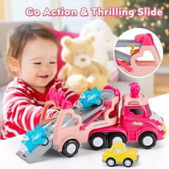 Autovedējs ar mašīnām Transport Cars, rozā, 4 gab. cena un informācija | Rotaļlietas zēniem | 220.lv