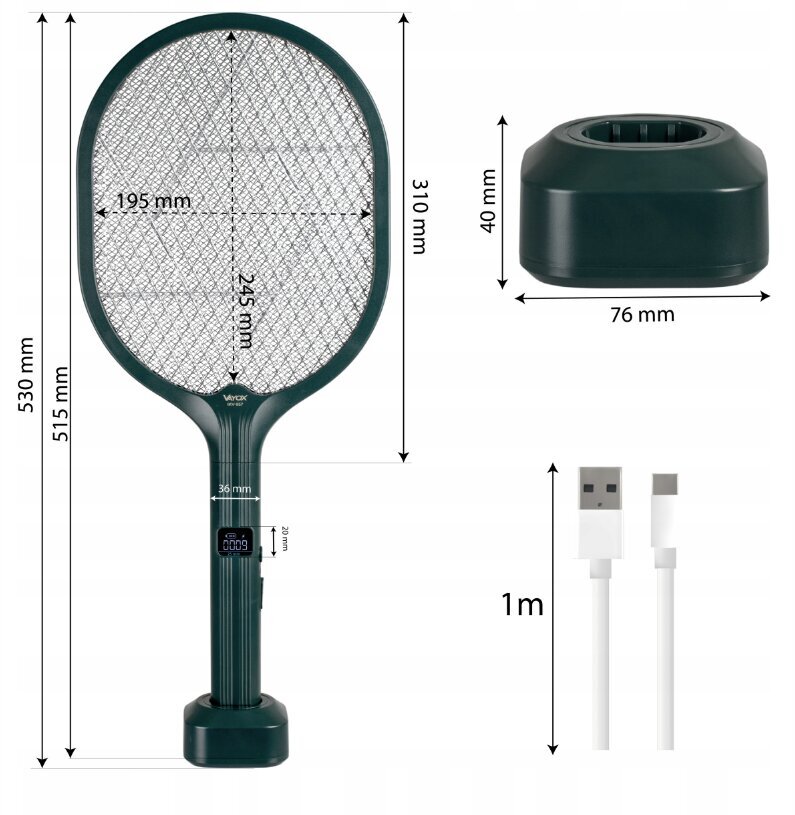 Vayox elektriskais kukaiņu slazds, 0,58 kg cena un informācija | Līdzekļi pret odiem un ērcēm | 220.lv
