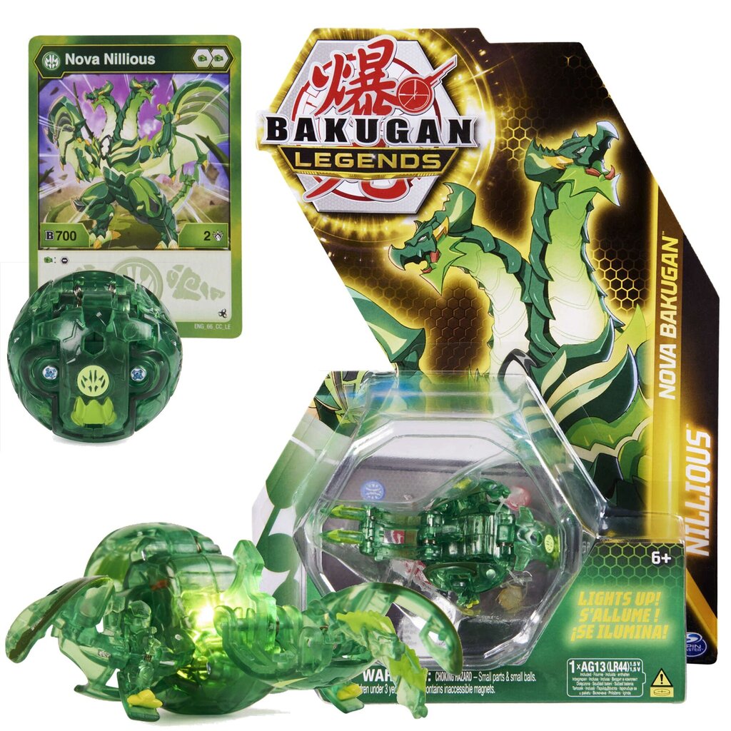 Figūriņa Bakugan Legends Nova Nillious spīdošs un kartes, zaļš cena un informācija | Rotaļlietas zēniem | 220.lv