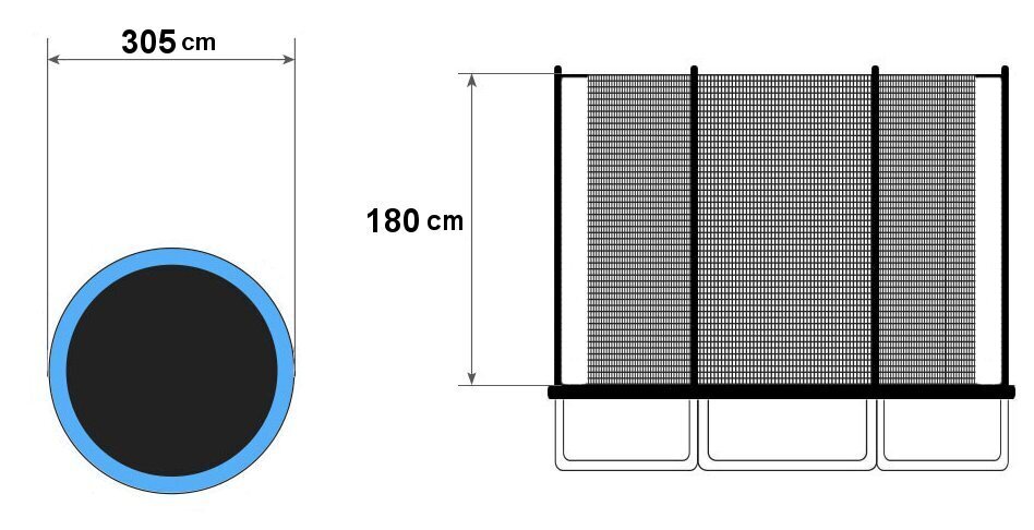 Drošības tīkls batutam iekštelpās, 305 cm. - 312 cm цена и информация | Batuti | 220.lv