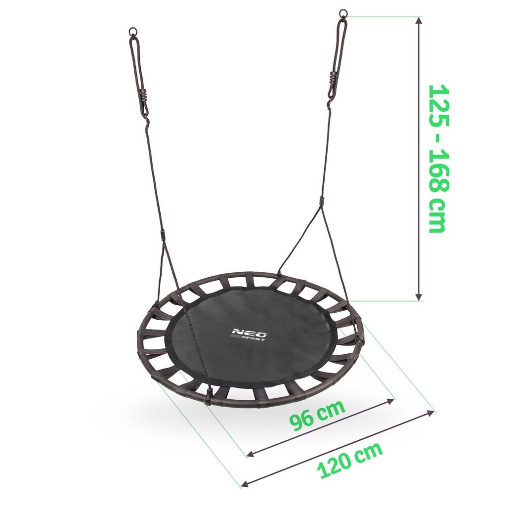 Dārza šūpoles, Neo Sport Swingo XXL 11032, 120 cm, 150 kg, melnas cena un informācija | Šūpoles | 220.lv