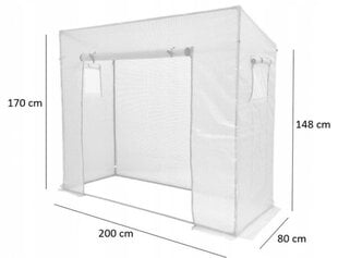 Теплица для выращивания томатов, 200 см. x 80 см. x 170/148 см., белая цена и информация | Теплицы | 220.lv