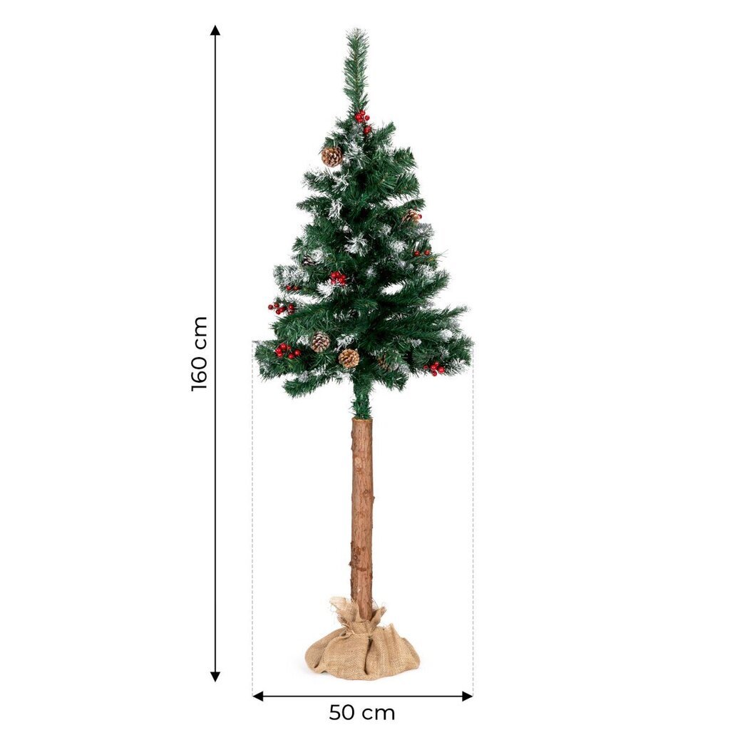 Ziemassvētku eglīte uz koka stumbra, 160 cm cena un informācija | Mākslīgās egles, vainagi, statīvi | 220.lv