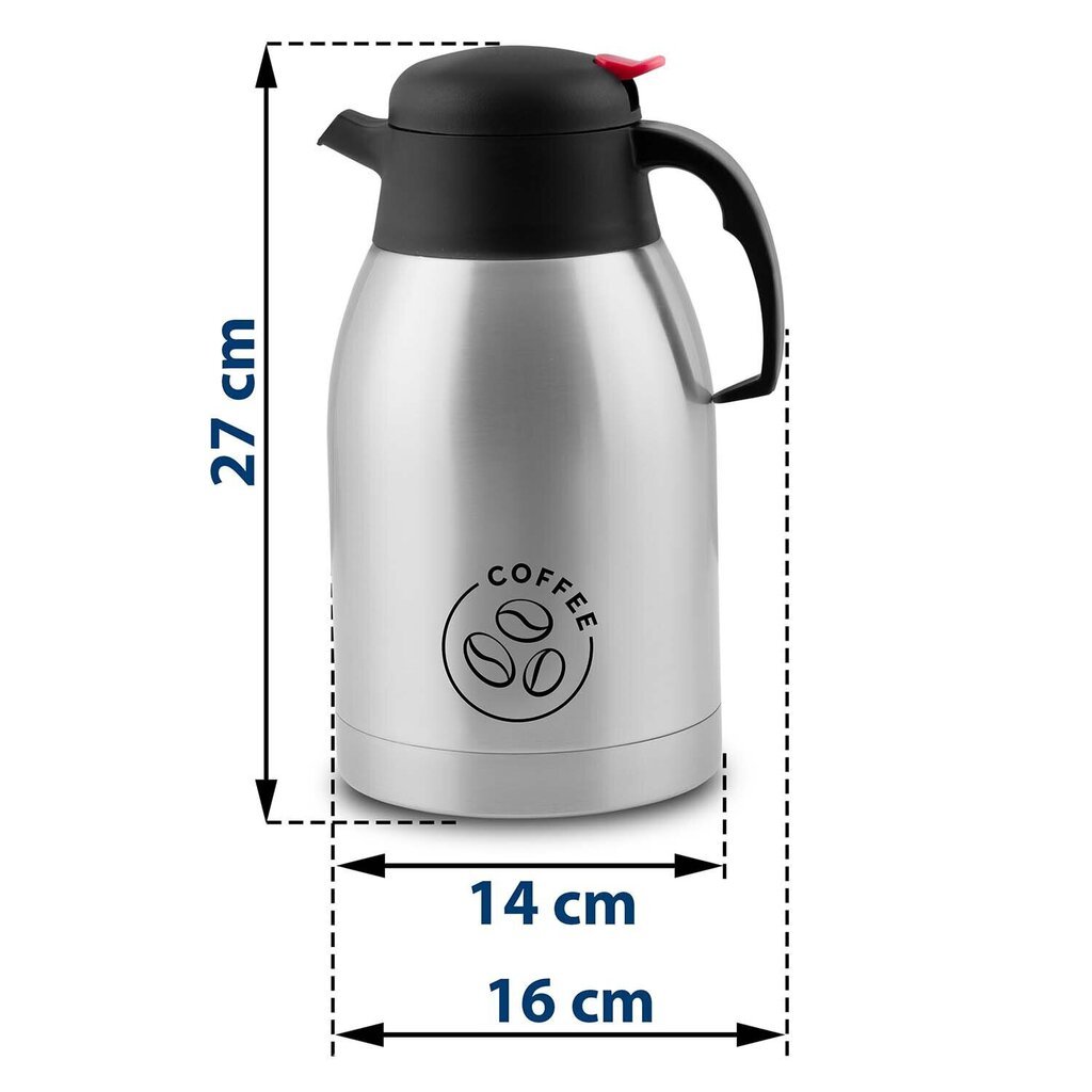 Vakuuma krūze kafijai un tējai, 2 l, metāla cena un informācija | Termosi, termokrūzes | 220.lv