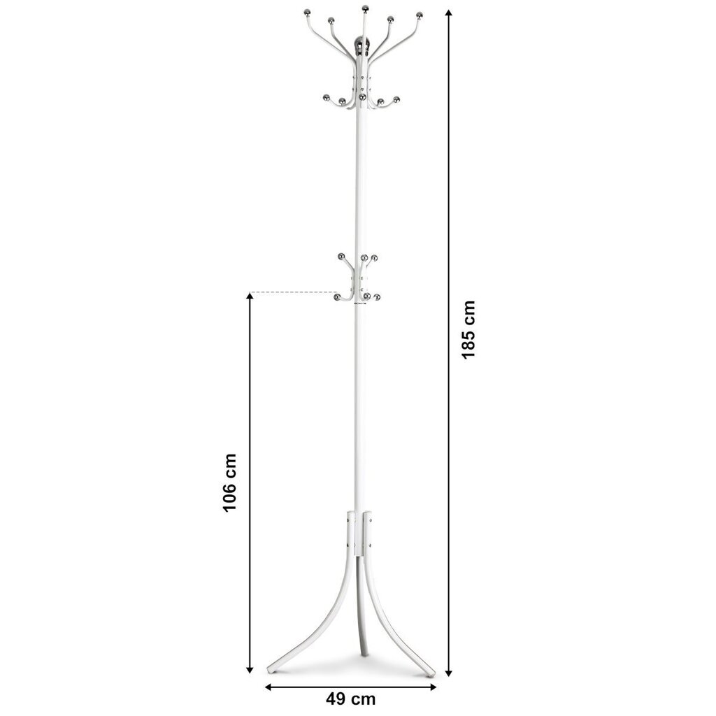 Drēbju pakaramais, ModernHome, balts, 185 cm cena un informācija | Pakaramie un apģērbu maisi | 220.lv