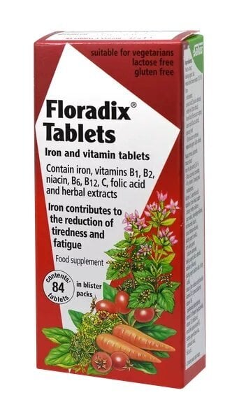 Uztura bagātinātājs Floradix Dzelzs, 84tabletes cena un informācija | Vitamīni, preparāti, uztura bagātinātāji labsajūtai | 220.lv