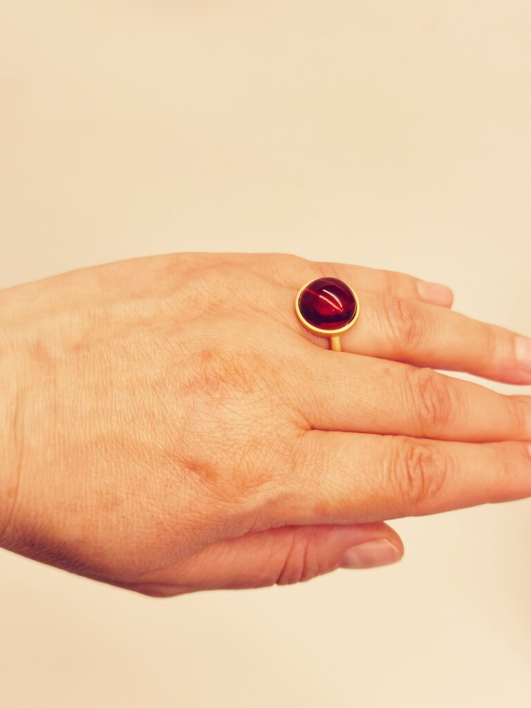 Sudraba apzeltīts gredzens ar dzintaru sievietēm Amber Storm цена и информация | Gredzeni | 220.lv
