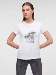 Футболка Karl Lagerfeld Ikonik Rhinestone Karl & Choupette White 230W1772 563760004, белый цена и информация | Футболка женская | 220.lv