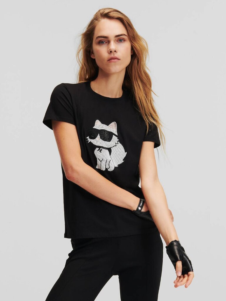 Karl Lagerfeld T-krekls sievietēm, melns cena un informācija | T-krekli sievietēm | 220.lv