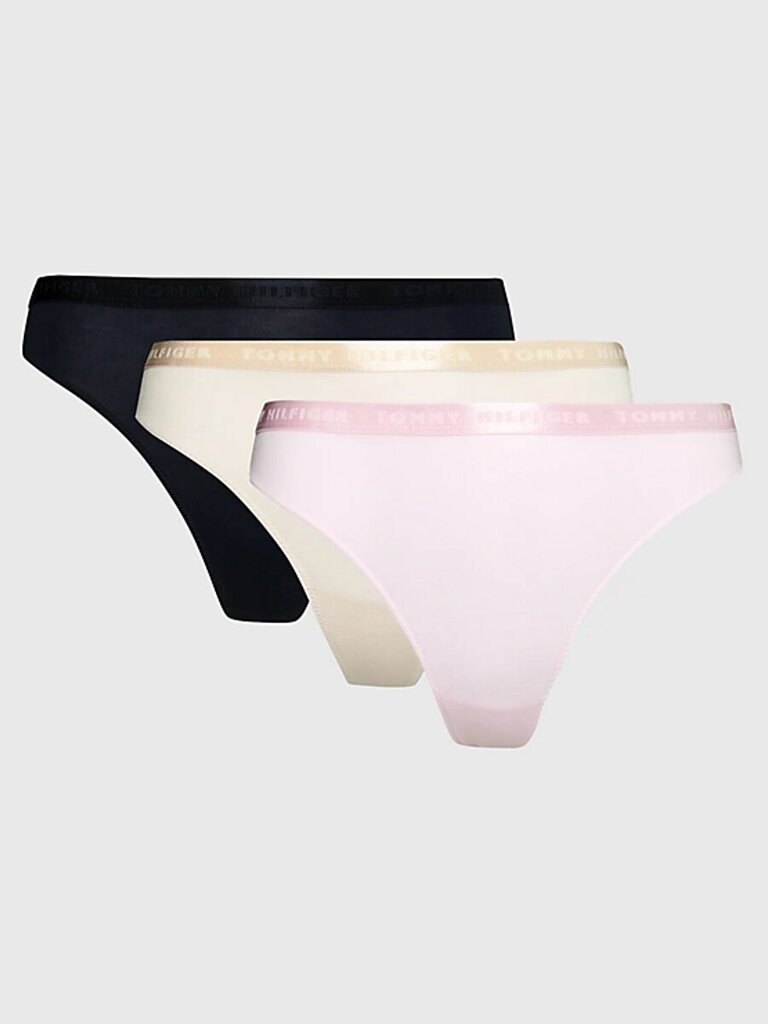 Tommy Hilfiger biksītes sievietēm Waistband Logo Thong Multi 545665605, dažādas krāsas, 3 gab. cena un informācija | Sieviešu biksītes | 220.lv