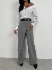 Классические брюки с поясом для женщин, серые цена и информация | Брюки | 220.lv